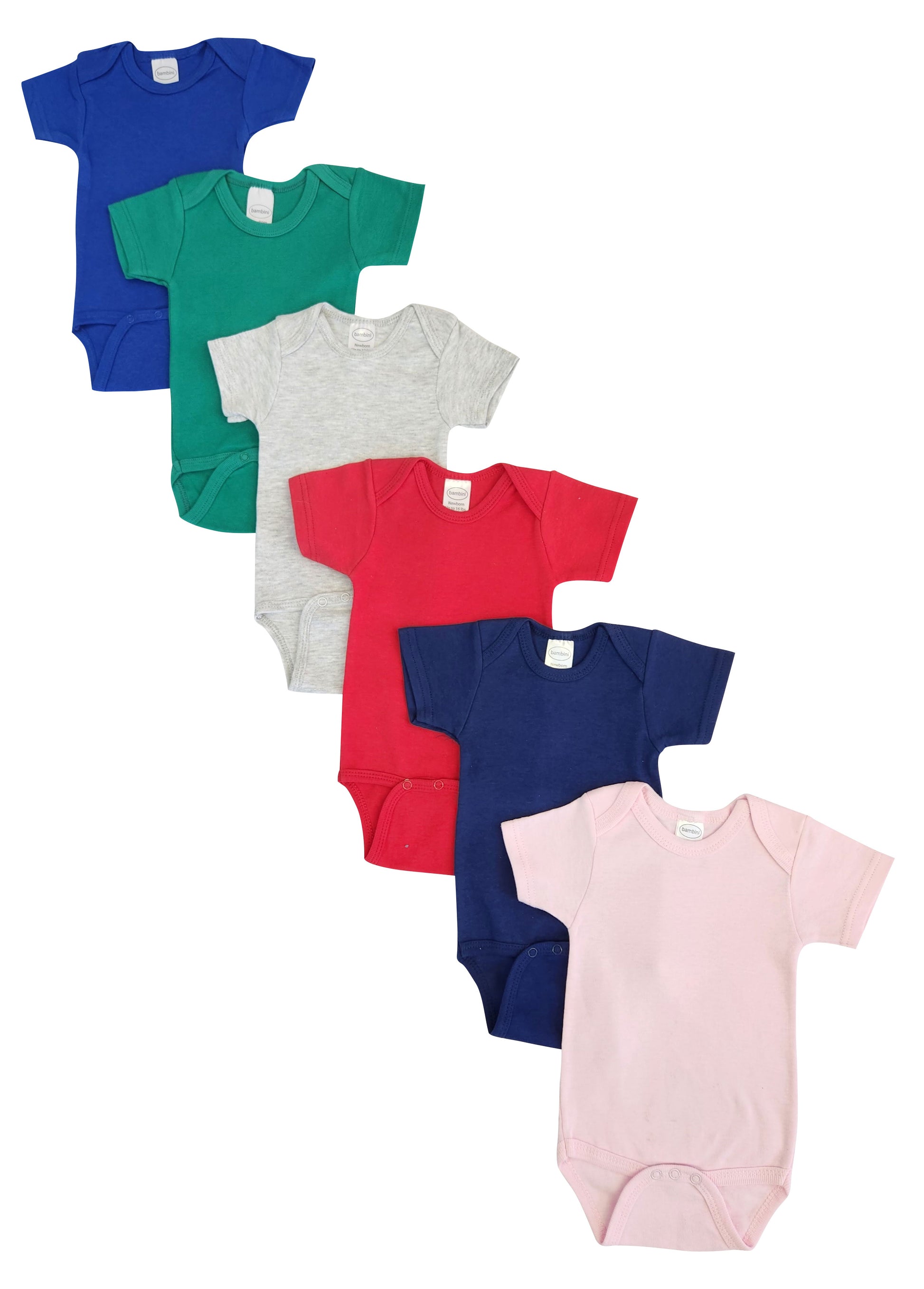 Baby Girl 6 Pc Onezies - Blue/Green/Grey/Red/Navy/Pink