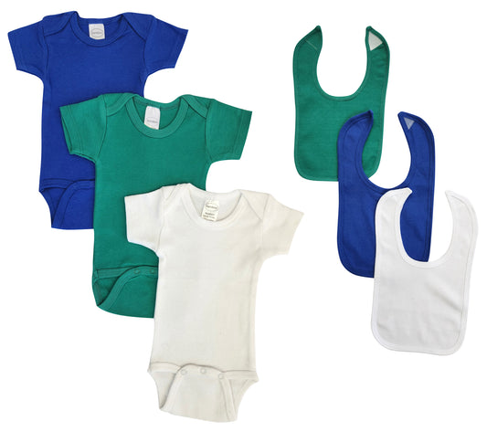 Unisex Baby 6 Pc Onezies - Blue/Green