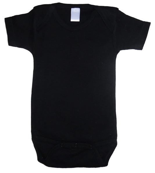 Black Interlock Short Sleeve Onezies - Black