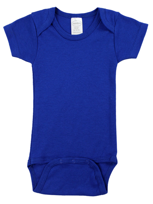 Blue Interlock Short Sleeve Bodysuit Onezie - Blue