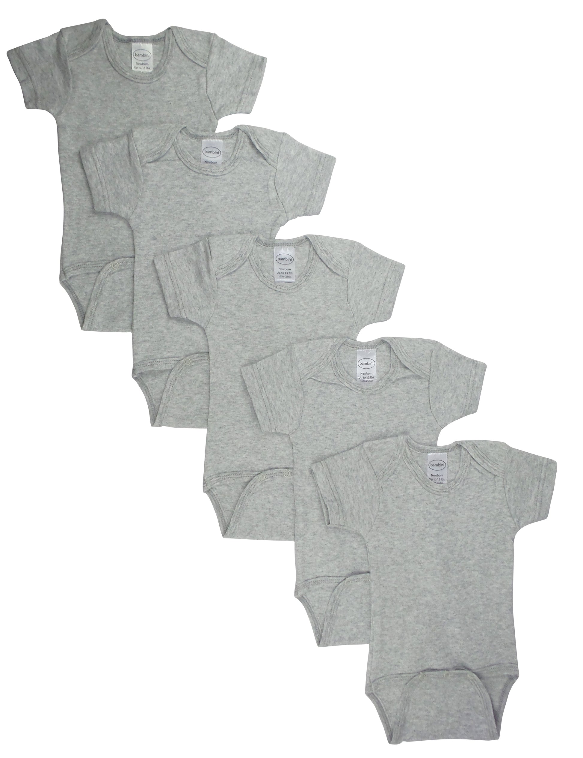 Grey Bodysuit Onezies (Pack of 5) - Grey