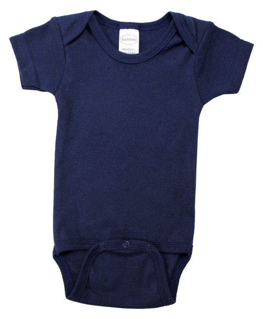 Navy Interlock Short Sleeve Bodysuit Onezie - Navy