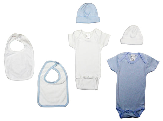 Boys 6 Piece Layette Set - White/Blue