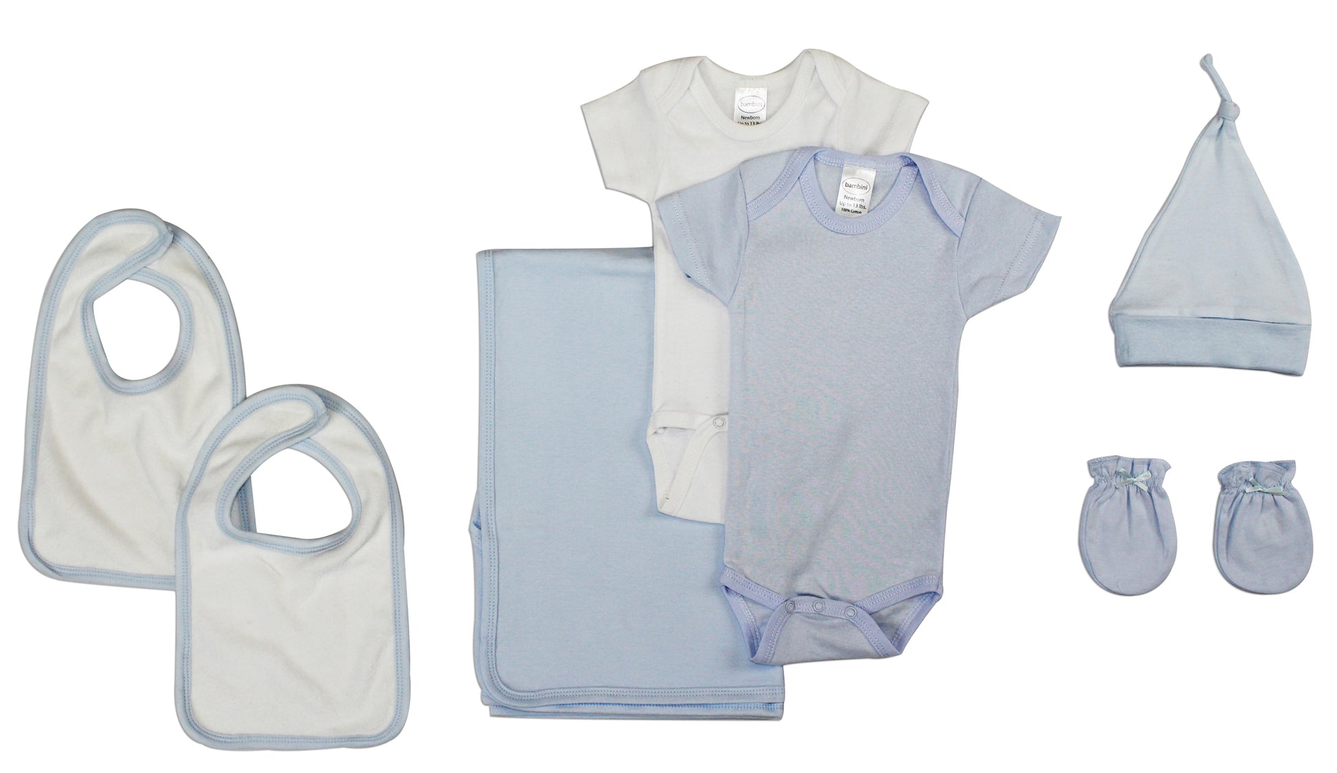 Newborn Baby Boy 7 Pc Layette Baby Shower Gift Set - White/Blue