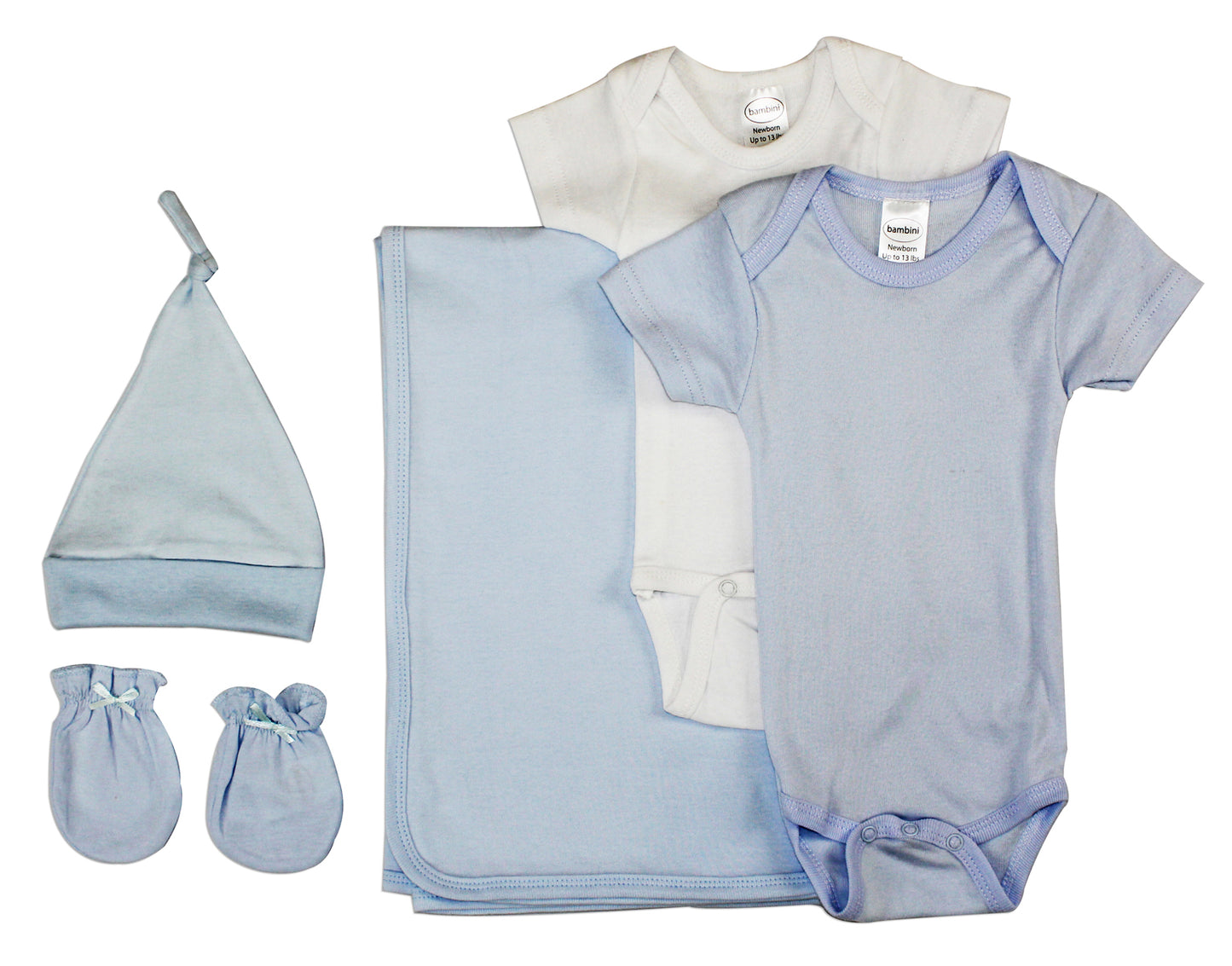 Newborn Baby Boy 5 Pc Layette Baby Shower Gift Set - White/Blue