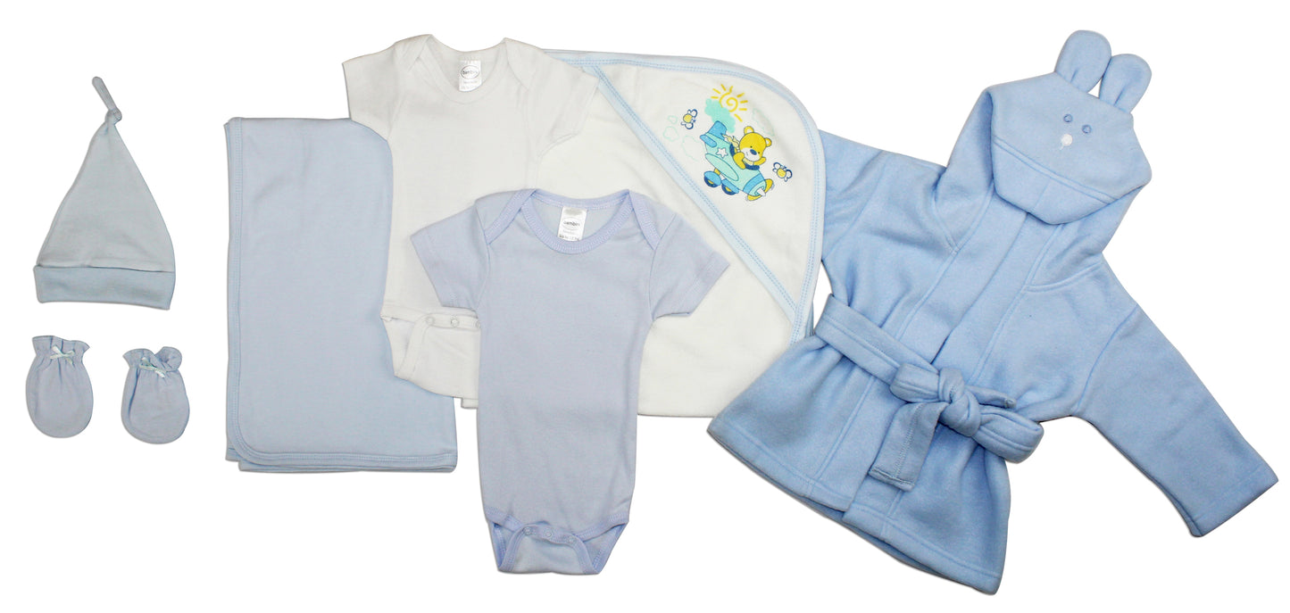 Essential Newborn Baby Boy 7 Piece Layette Set - White/Blue