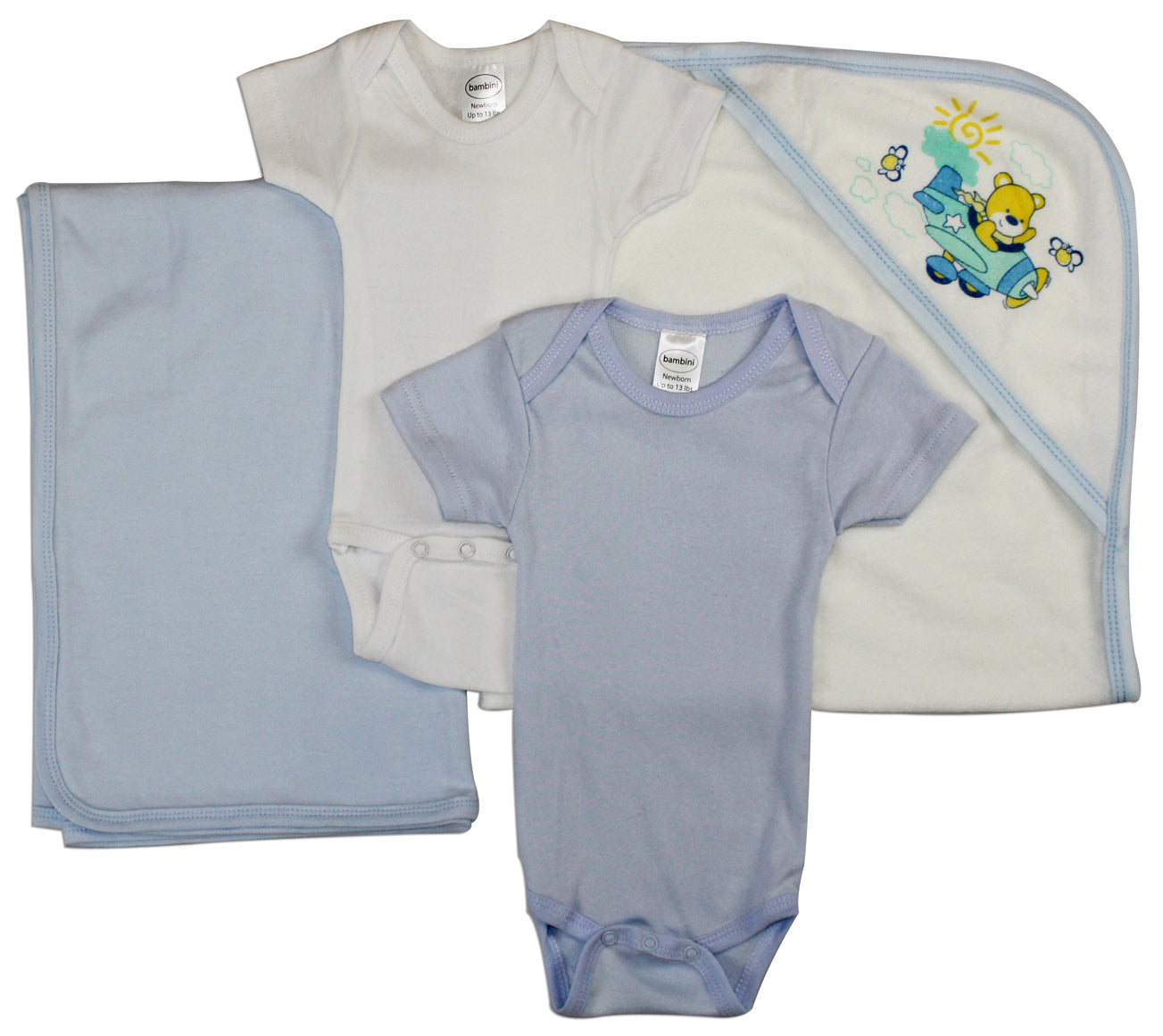 Baby Boy 4 Pc Layette Sets - White/Blue