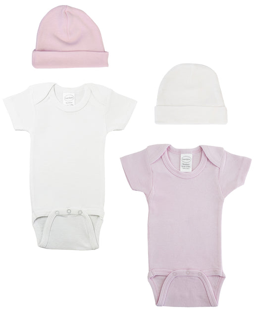 Baby Girl 6 Pc Layette Sets - White/Pink