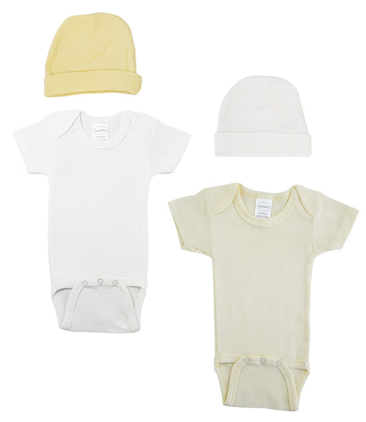 Unisex Baby 4 Pc Layette Sets - White/Blue