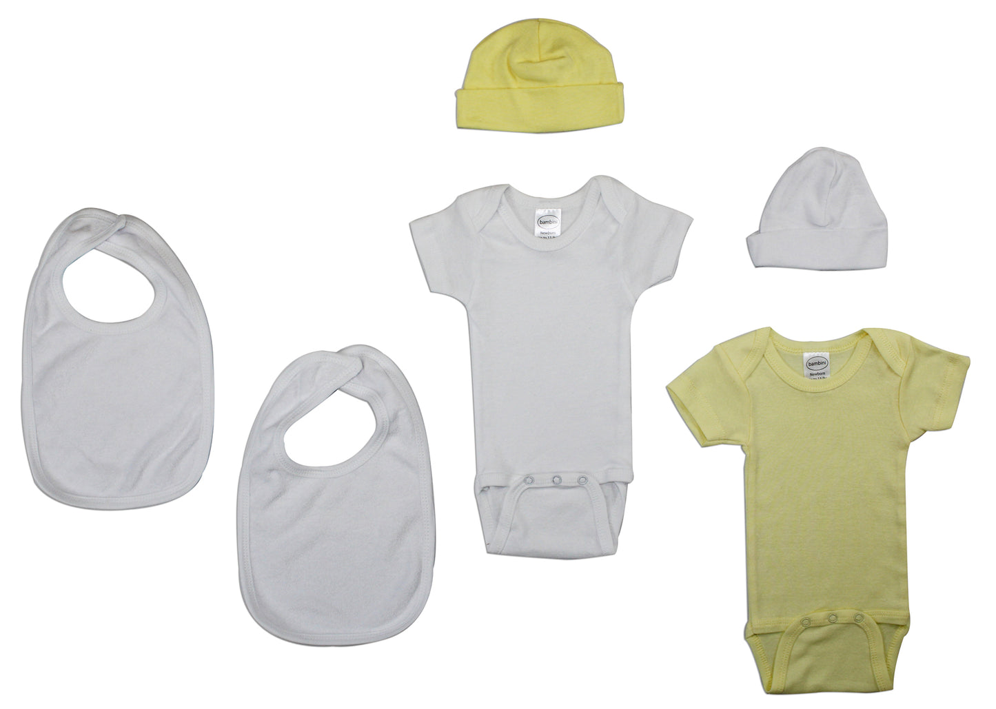 Newborn Baby 6 Piece Layette Set - White/Yellow