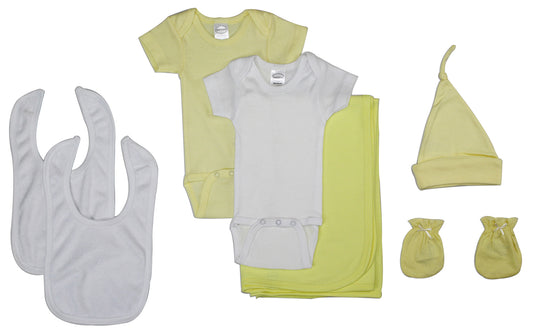 Newborn Baby 7 Piece Layette Set - White/Yellow