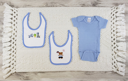 3 Pc Layette Baby Clothes Set - Blue