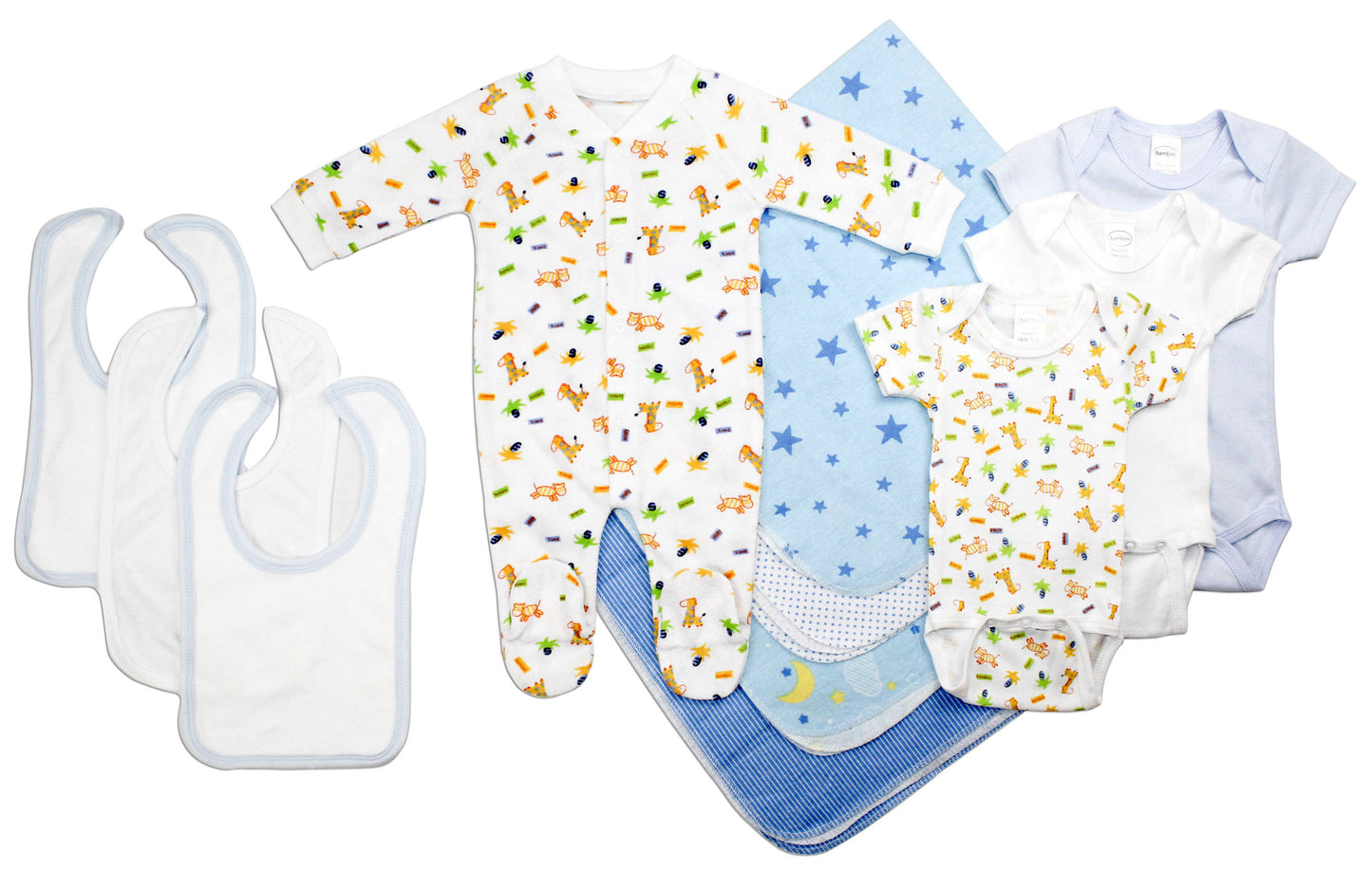 Newborn Baby Boy 11 Pc Layette Baby Shower Gift Set - White/Blue