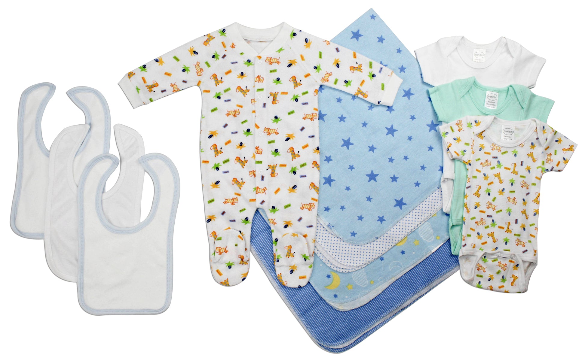 Newborn Baby Boy 11 Pc Layette Baby Shower Gift Set - White/Blue