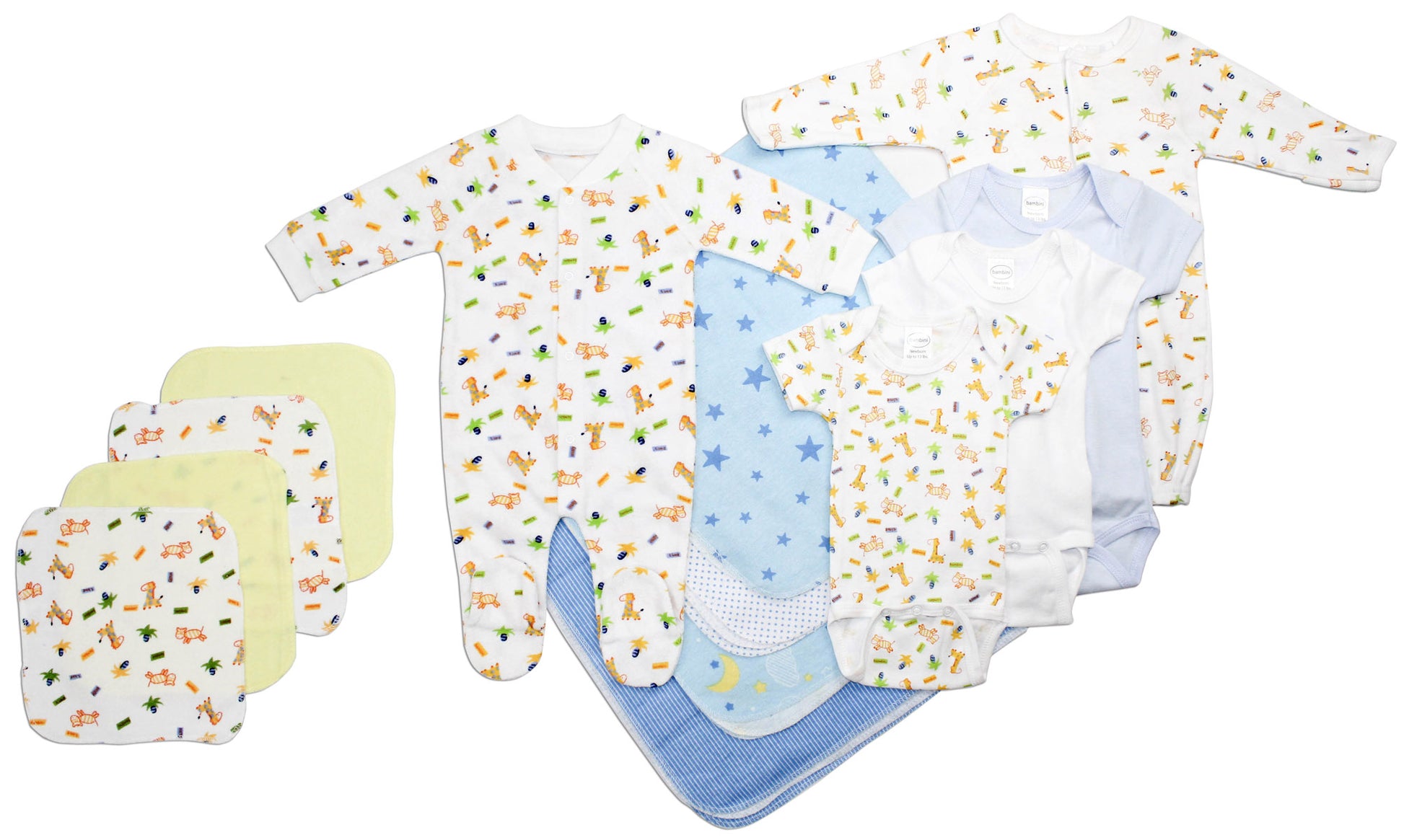 Newborn Baby Boy 13 Pc Layette Baby Shower Gift Set - White/Blue