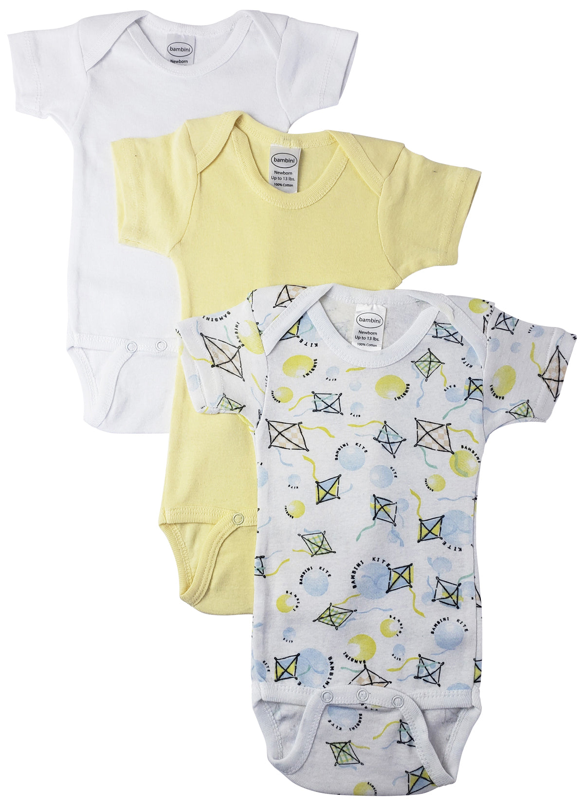 Unisex Baby 3 Pc Onezies - White