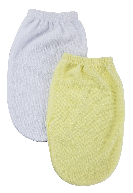 Washcloth Mitt - 2 pc Set - White/Yellow