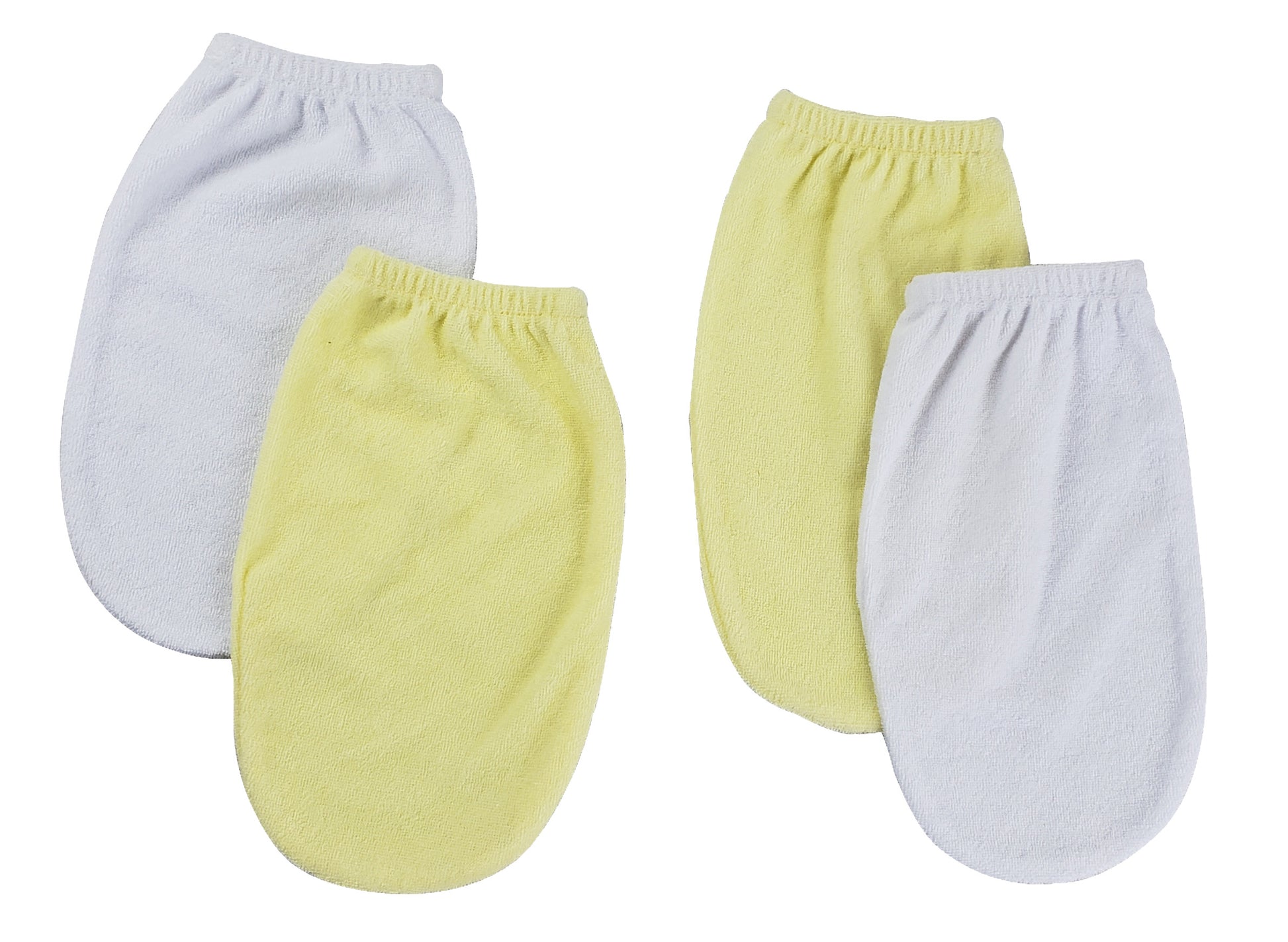 Washcloth Mitt - 4 pc Set - White/Yellow