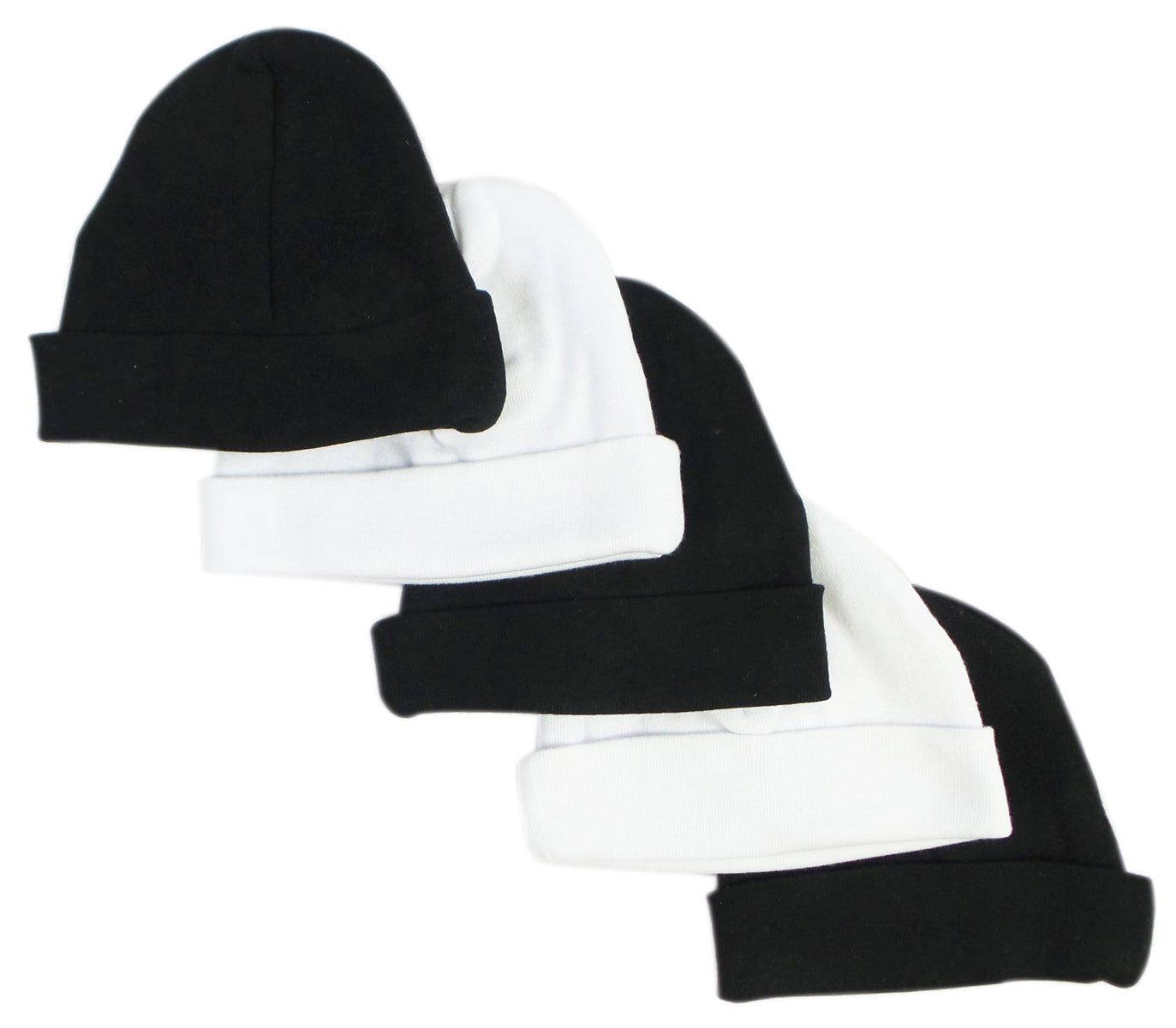 Black & White Baby Caps (Pack of 5) - Black