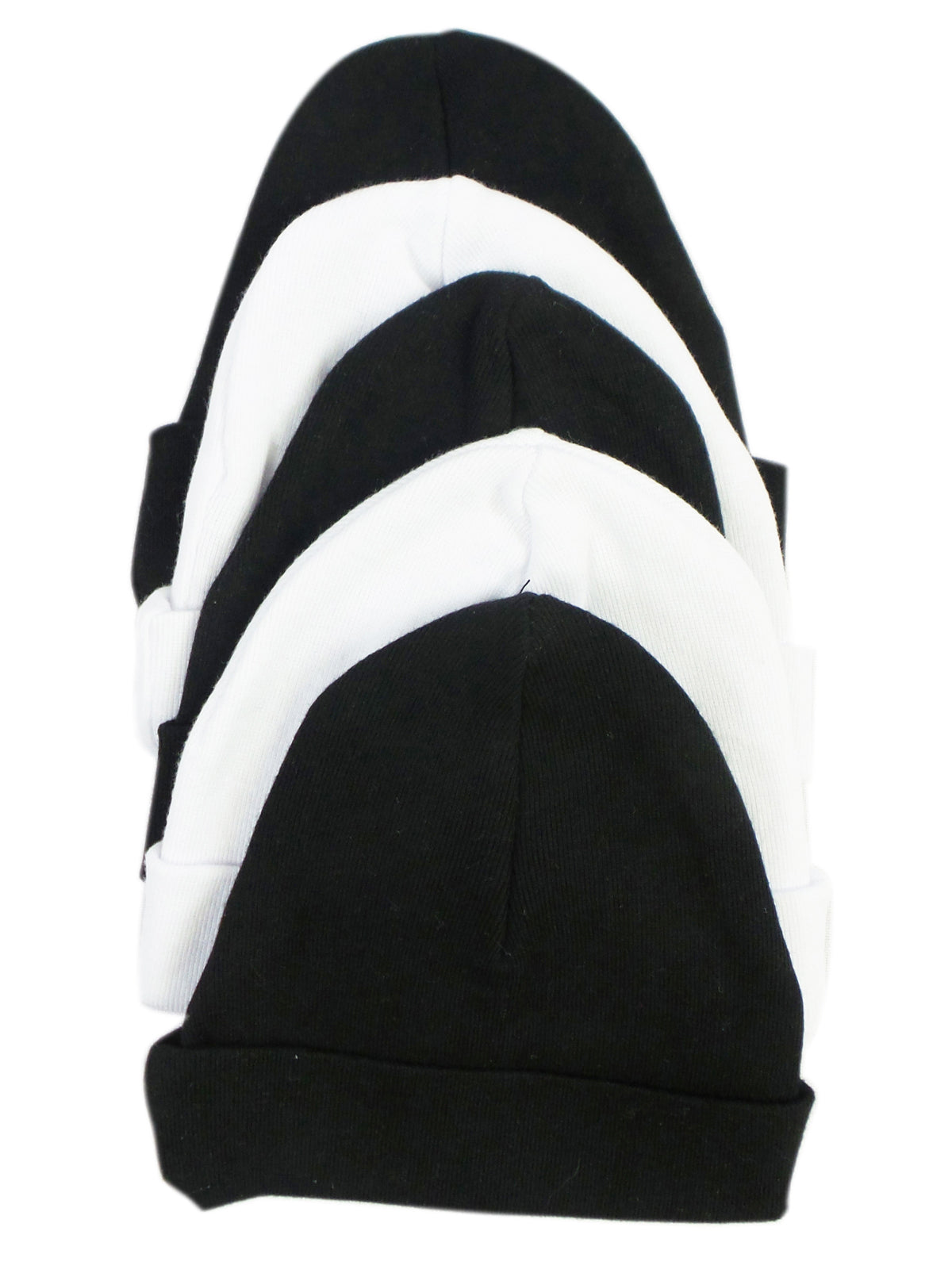 Black & White Baby Caps (Pack of 5) - Black