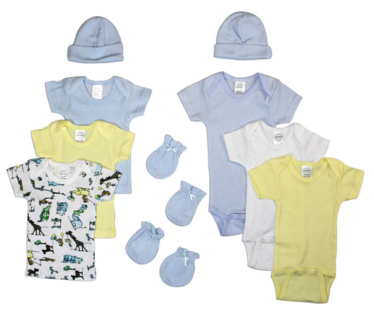 Newborn Baby Boys 10 Pc Layette Baby Shower Gift Set - White/Blue