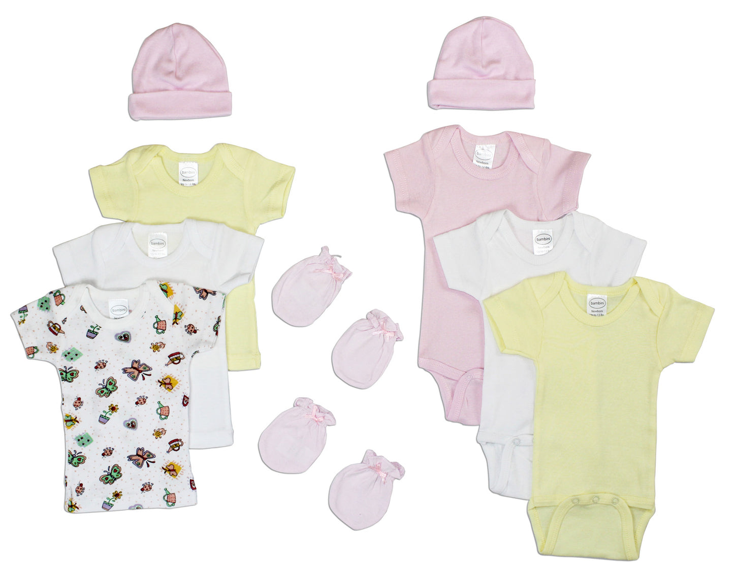 Newborn Baby Girls 10 Pc Layette Baby Shower Gift Set - White/Pink