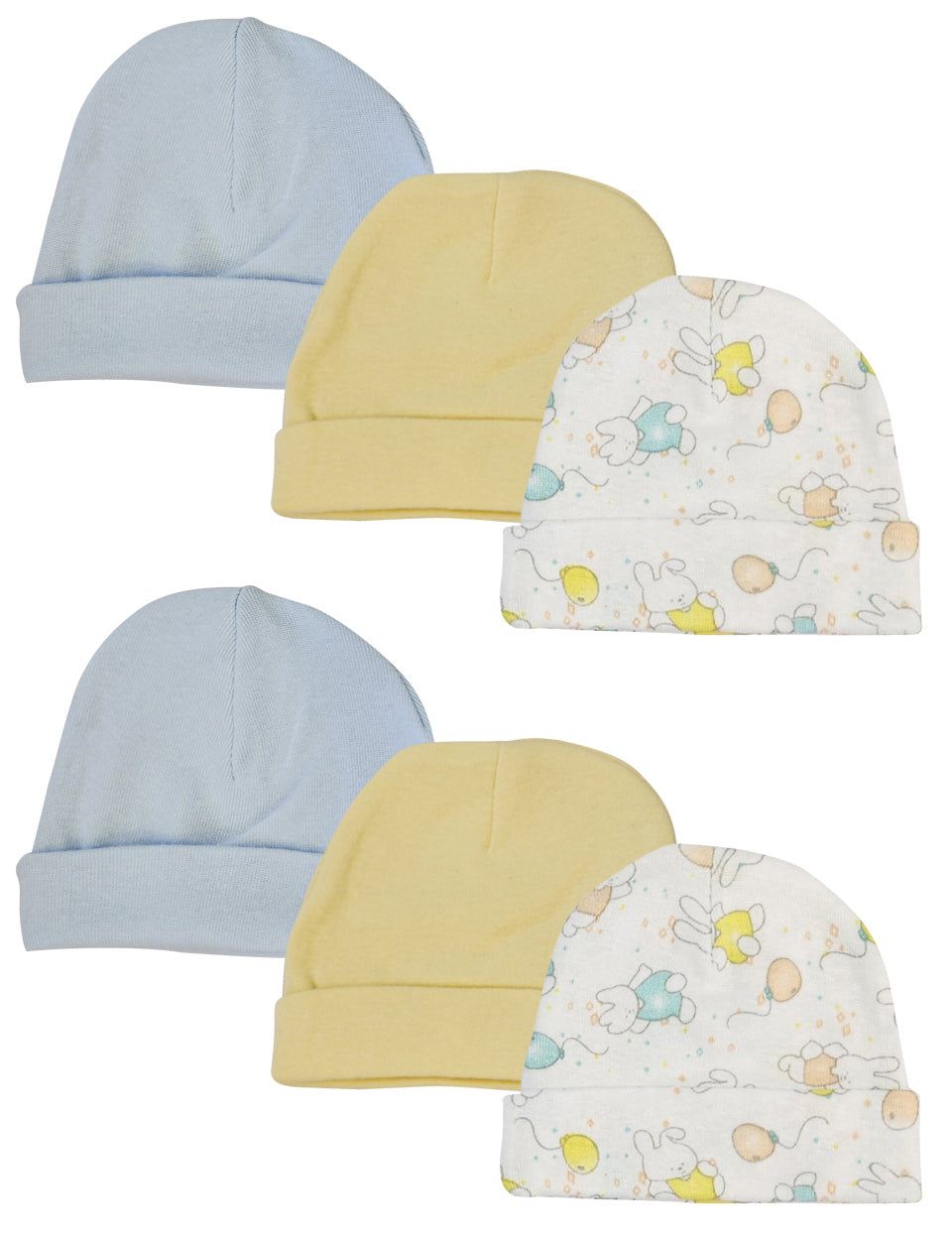 Boys Baby Caps (Pack of 6) - White/Blue