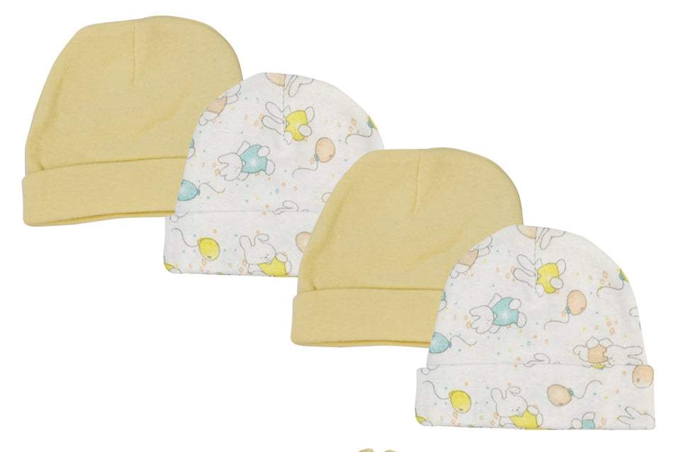 Baby Boy, Baby Girl, Unisex Infant Caps (Pack of 4) - White