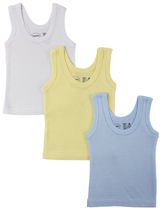 Boys Pastel Tank Top 3 Pack - Blue/Yellow/White