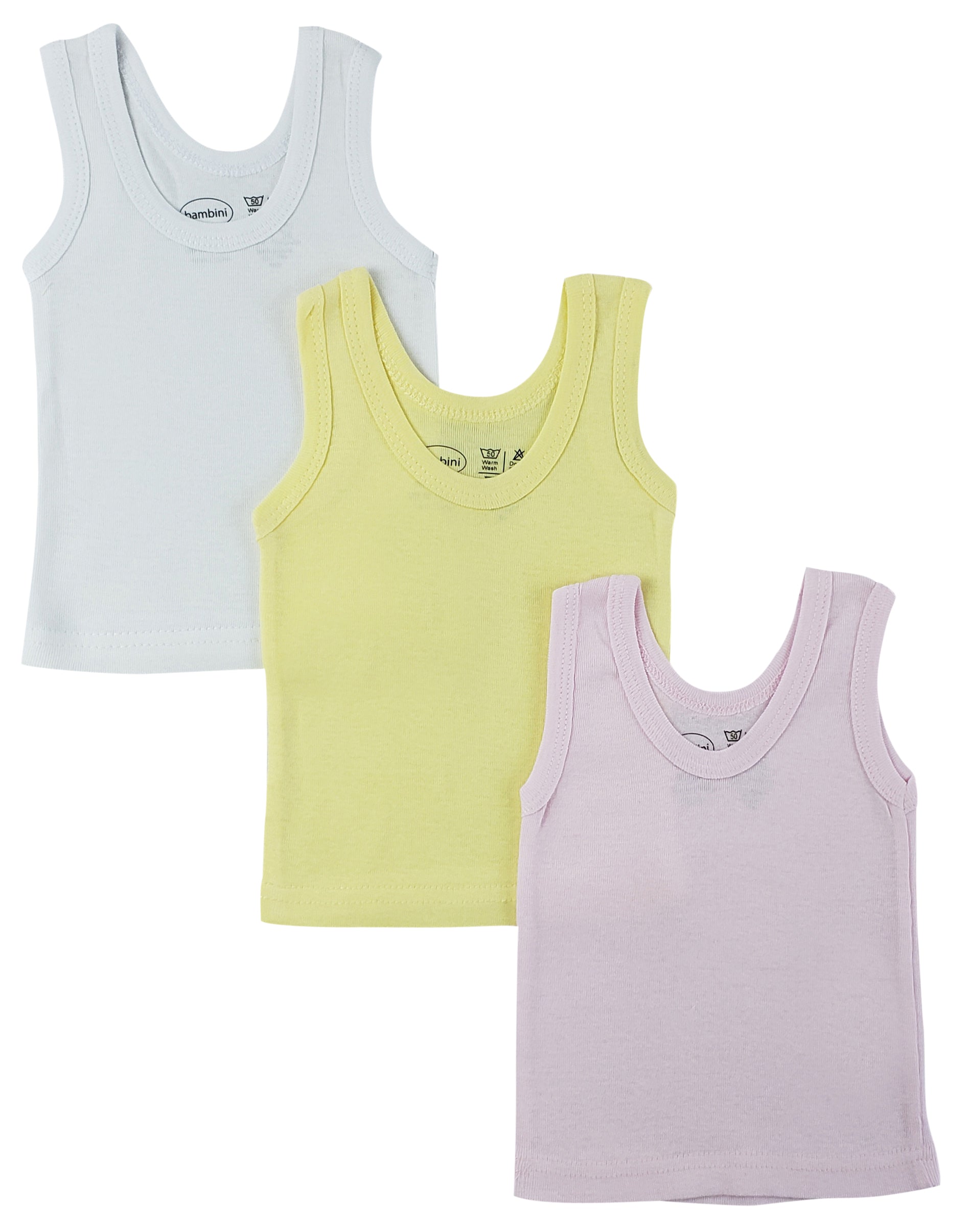 Girls Pastel Tank Top 3 Pack - Pink/Yellow/White