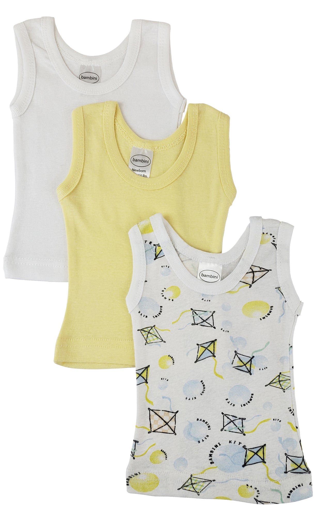 Unisex Baby 3 Pc Tank Tops - White