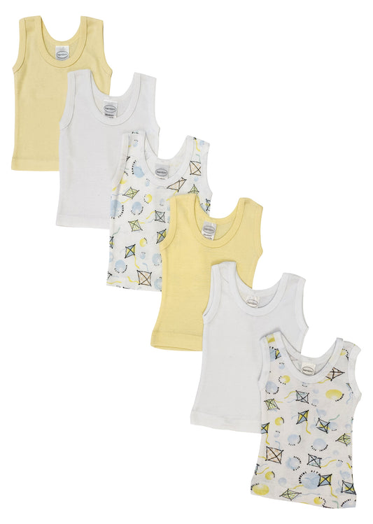 Unisex Baby 6 Pc Tank Tops - White