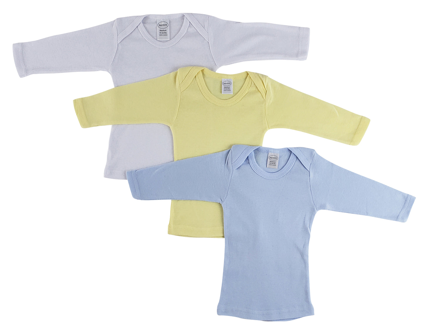 Boys Pastel Variety Long Sleeve Lap T-shirts - Blue/Yellow/White