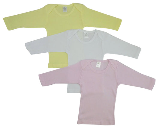 Girls Pastel Variety Long Sleeve Lap T-shirts - Pink/Yellow/White