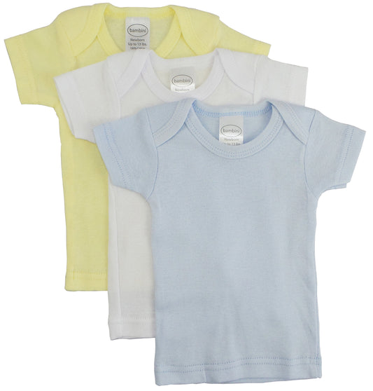 Boys Pastel Variety Short Sleeve Lap T-shirts - 3 Pack - Blue/Yellow/White