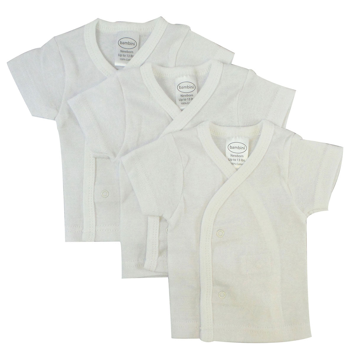 White Side Snap Short Sleeve Shirt - 3 Pack - White