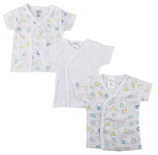 Infant Side Snap Short Sleeve Shirt - 3 Pack - White