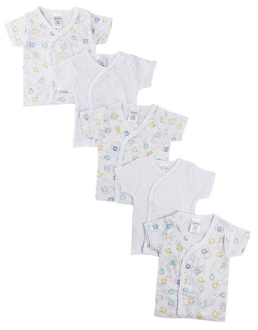 White Side Snap Short Sleeve Shirt - 5 Pack - White