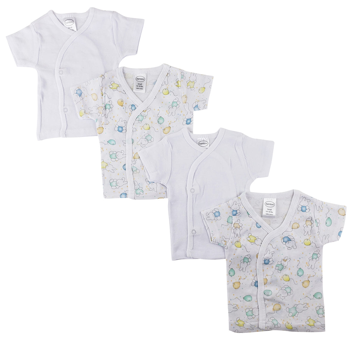 Infant Side Snap Short Sleeve Shirt - 4 Pack - White