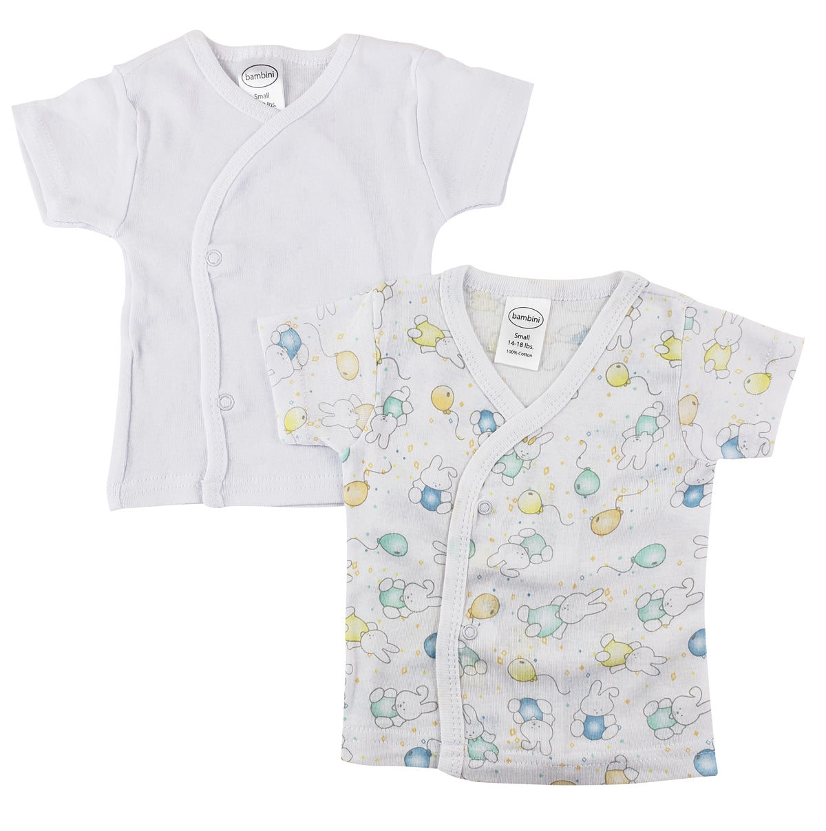 Infant Side Snap Short Sleeve Shirt - 2 Pack - White