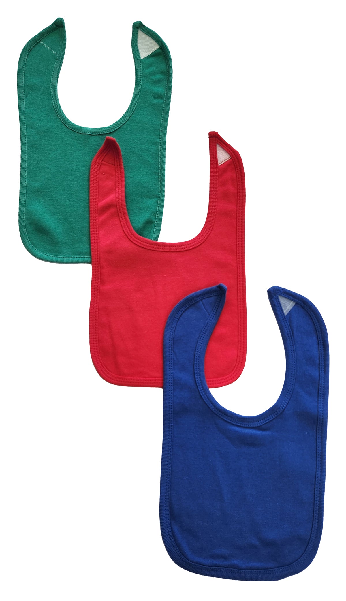 3 Baby Bibs - Green/Red/Blue