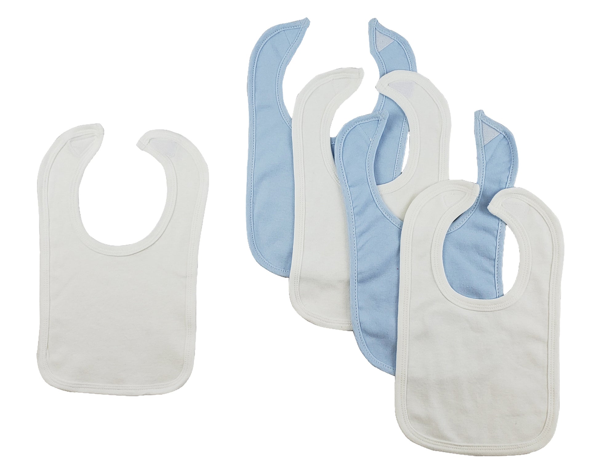 5 Baby Bibs - Blue/White