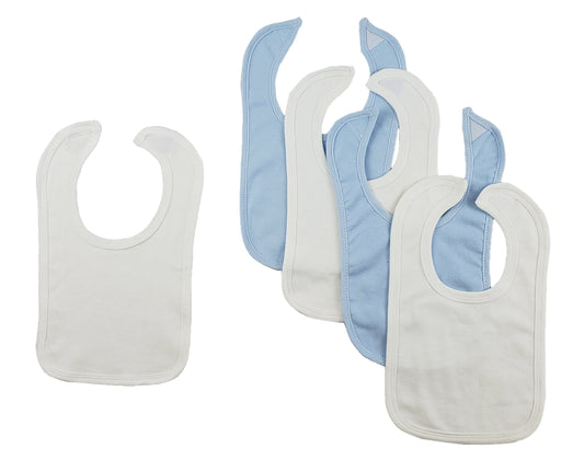 5 Baby Bibs - Blue/White