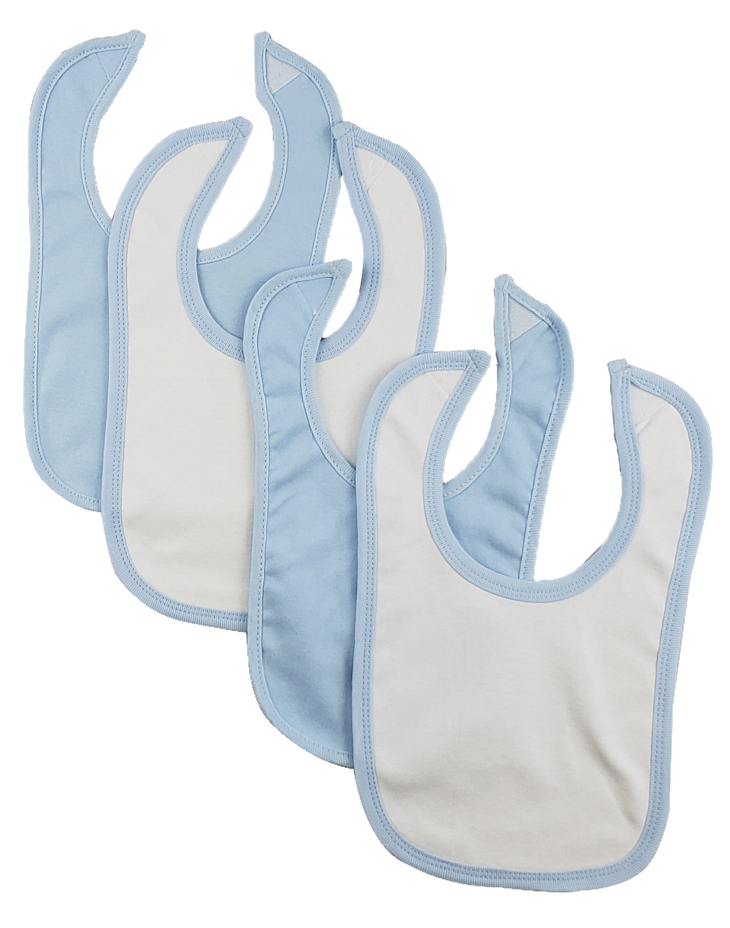 4 Baby Bibs - Blue/White