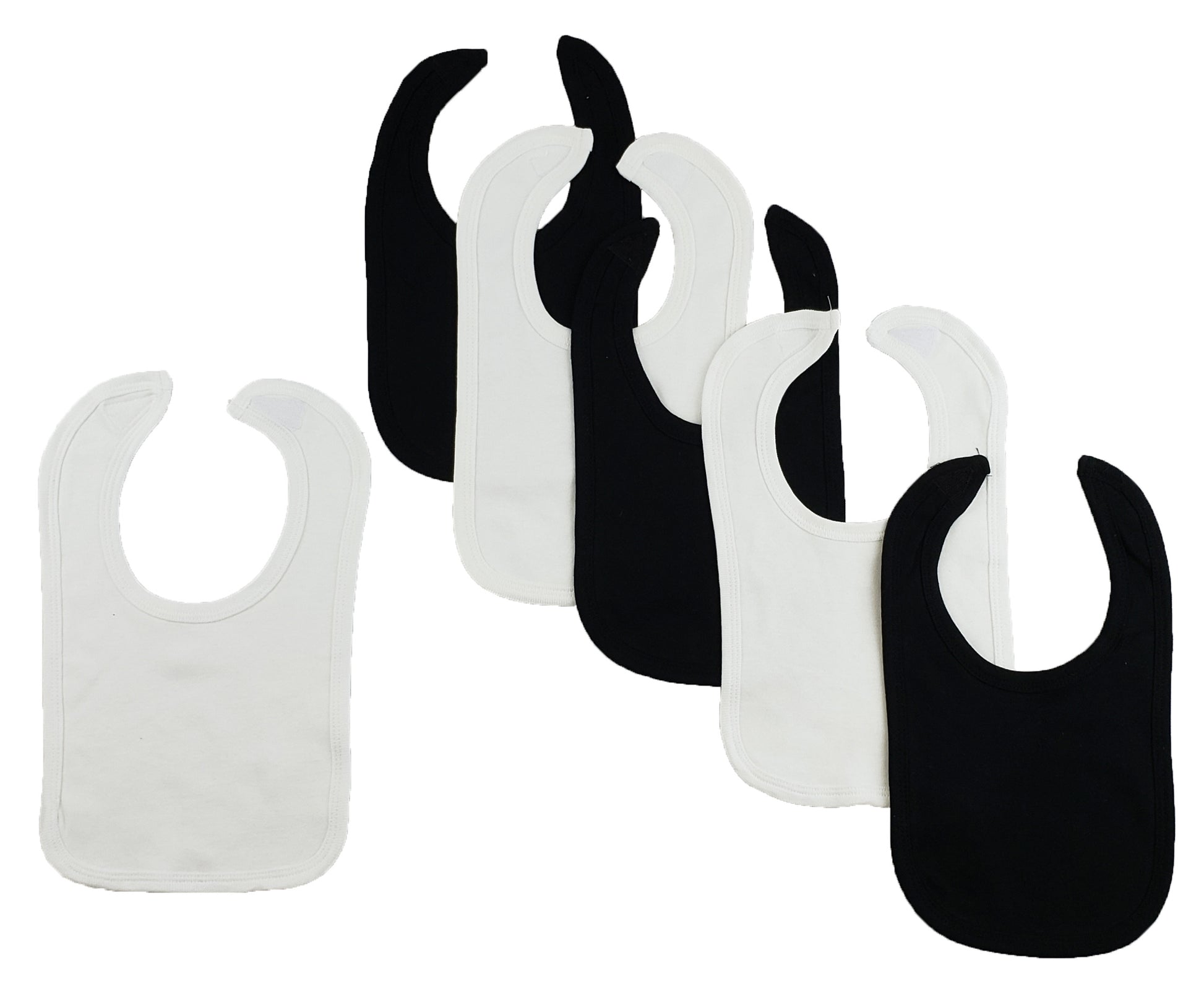 6 Baby Bibs - White/Black