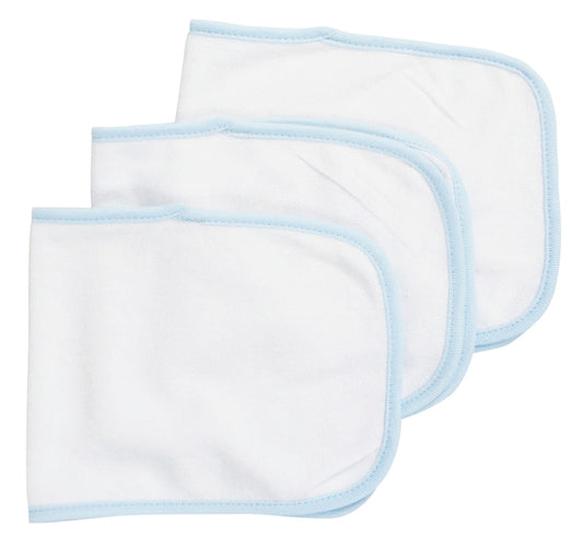 Baby Burpcloth With Blue Trim (Pack of 3) - White/Pink