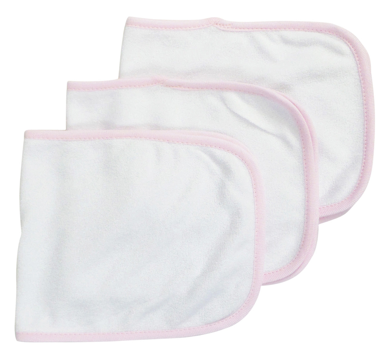 Baby Burpcloth With Pink Trim (Pack of 3) - White/Blue