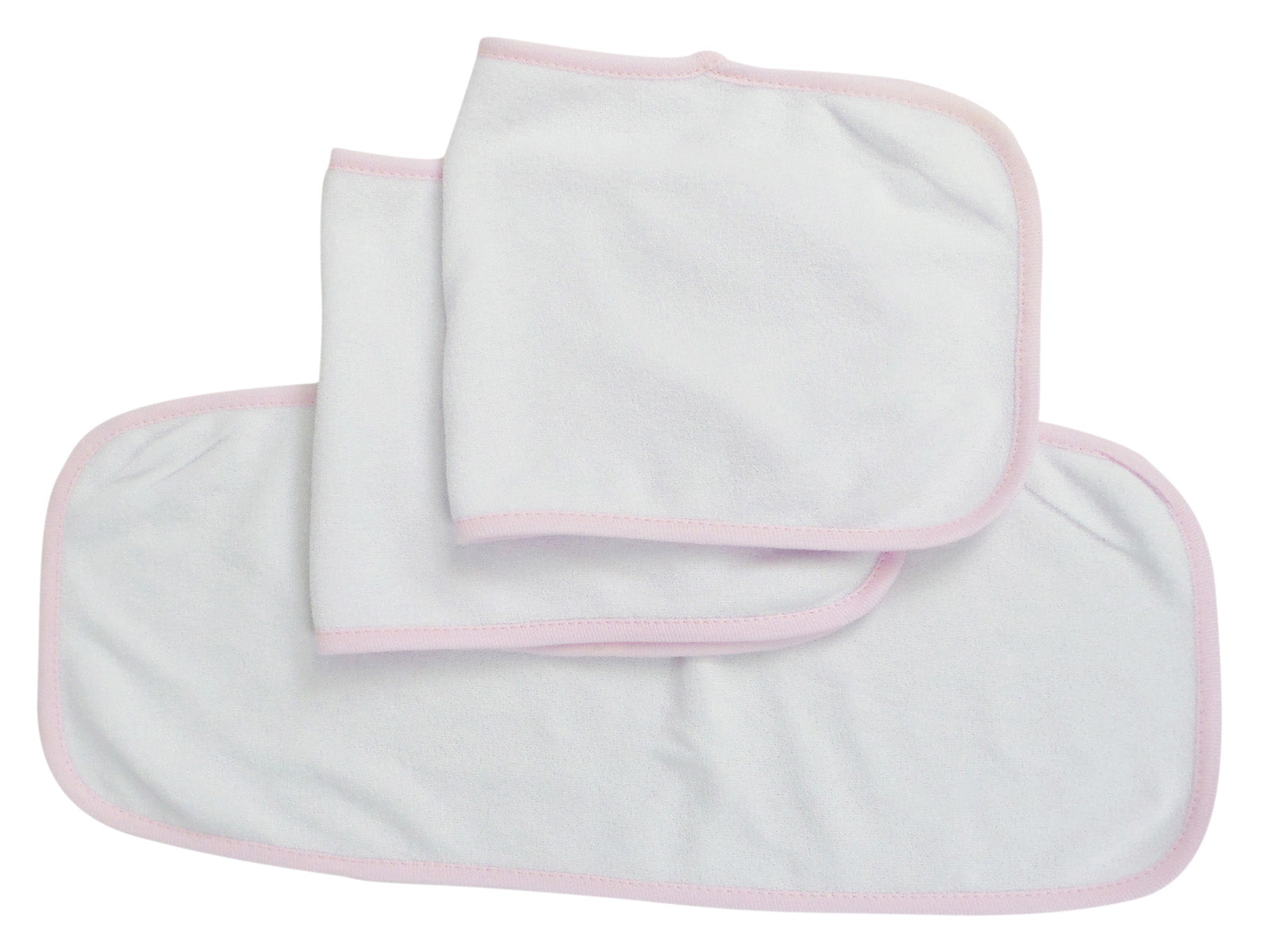 Baby Burpcloth With Pink Trim (Pack of 3) - White/Blue