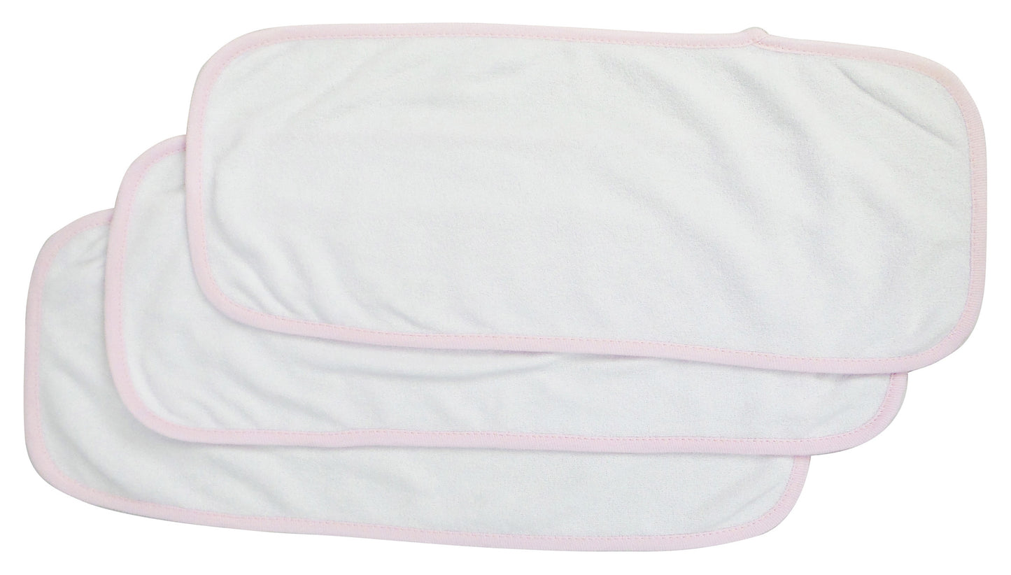 Baby Burpcloth With Pink Trim (Pack of 3) - White/Blue