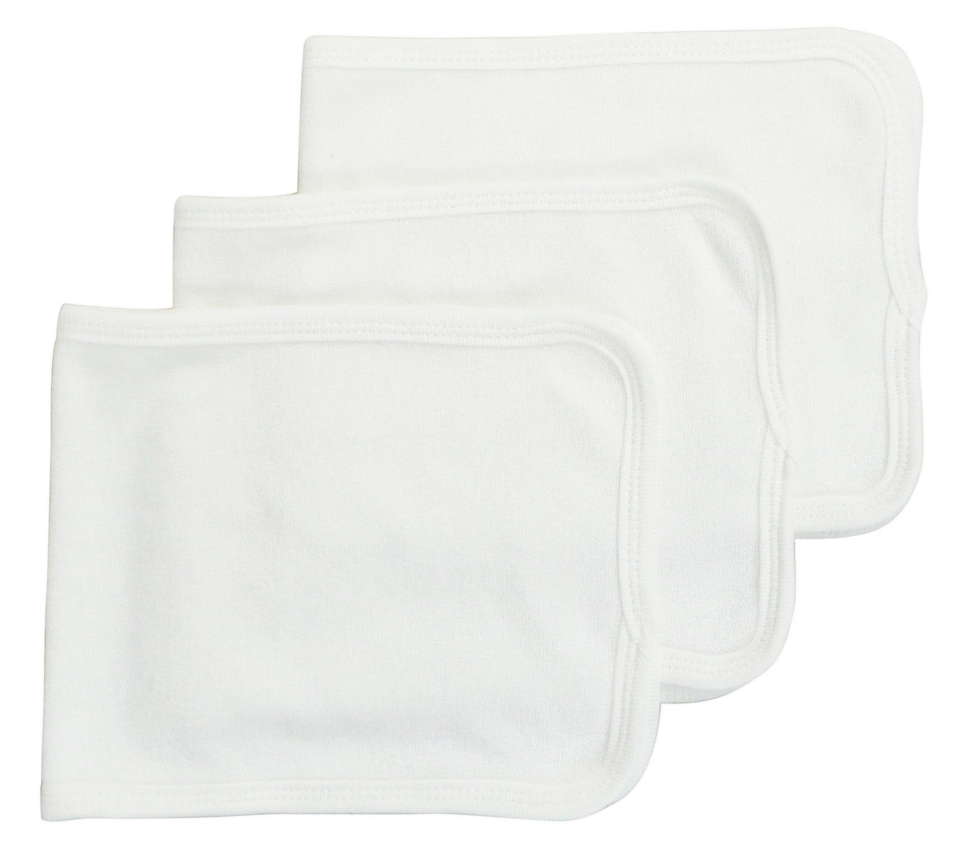 Baby Burpcloth With White Trim (Pack of 3) - White